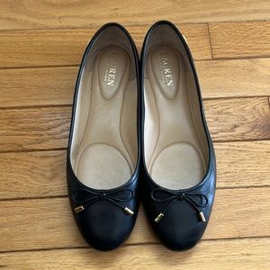 Ralph Lauren Jayna black leather ballet flats, size 8